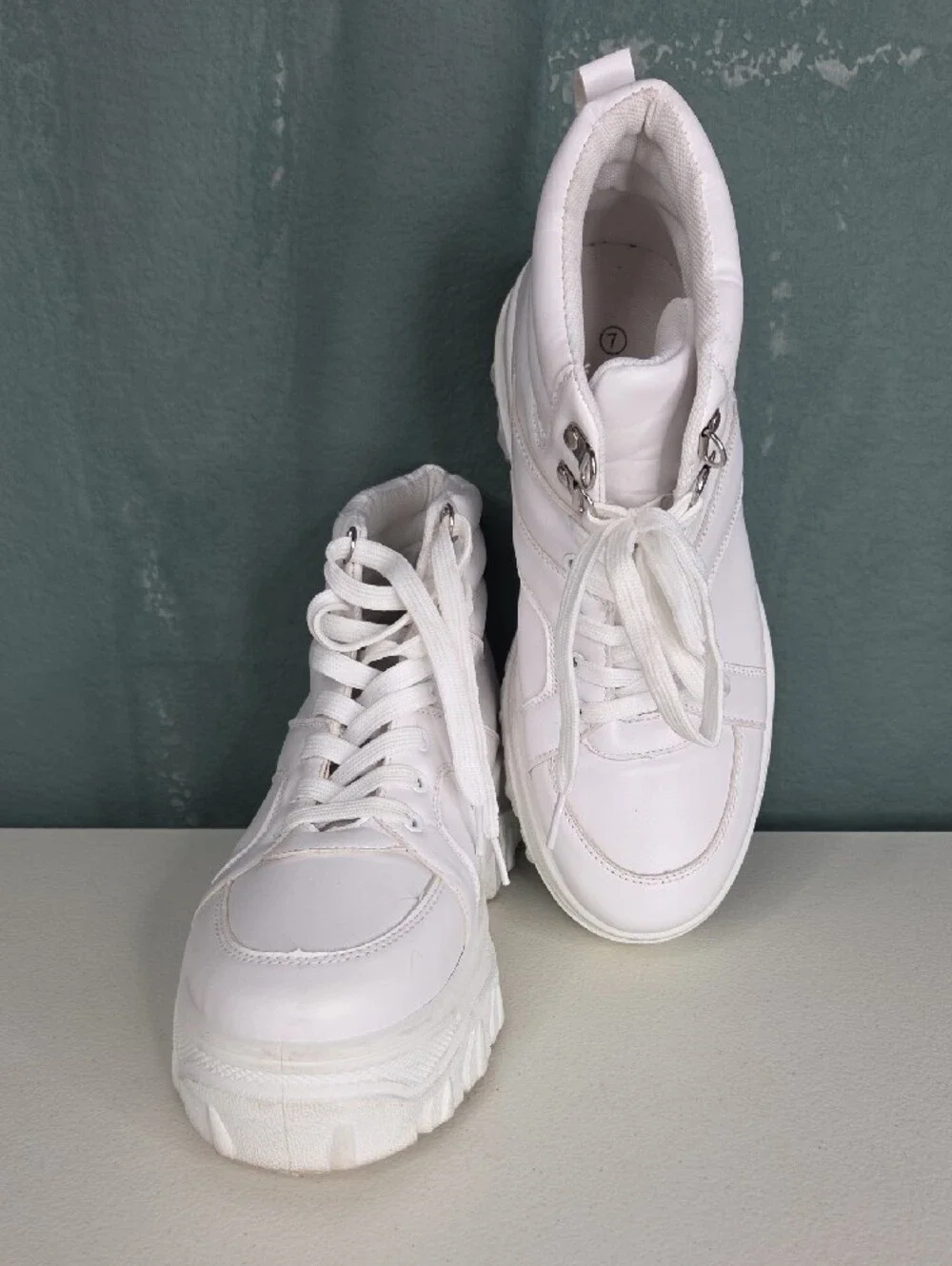 White Platform Lace-Up Women's Boots